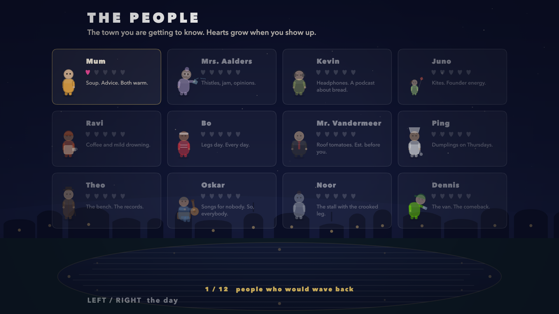 The month as a picture: 28 tiles of presence